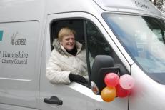 Kim in the van named for her Mum
